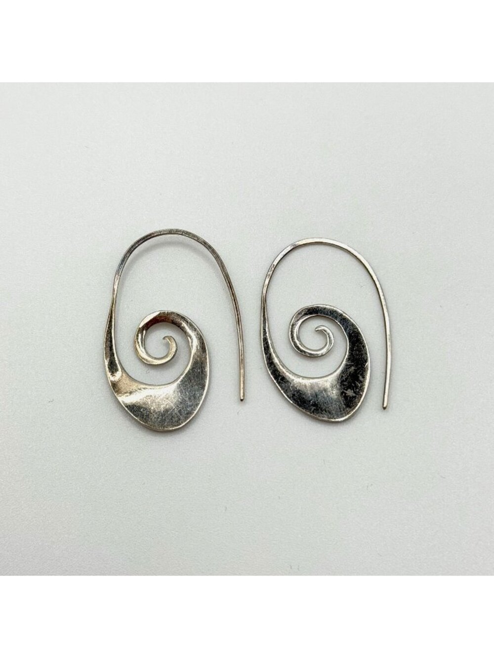Sterling Silver 925 Spiral Hook Earrings Minimalist Boho Design Lightweight Hand